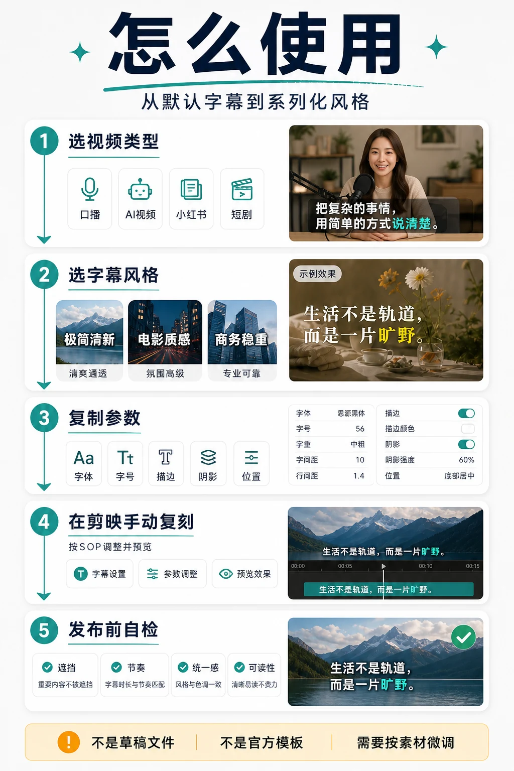 剪映高级感字幕参数工作流包使用流程