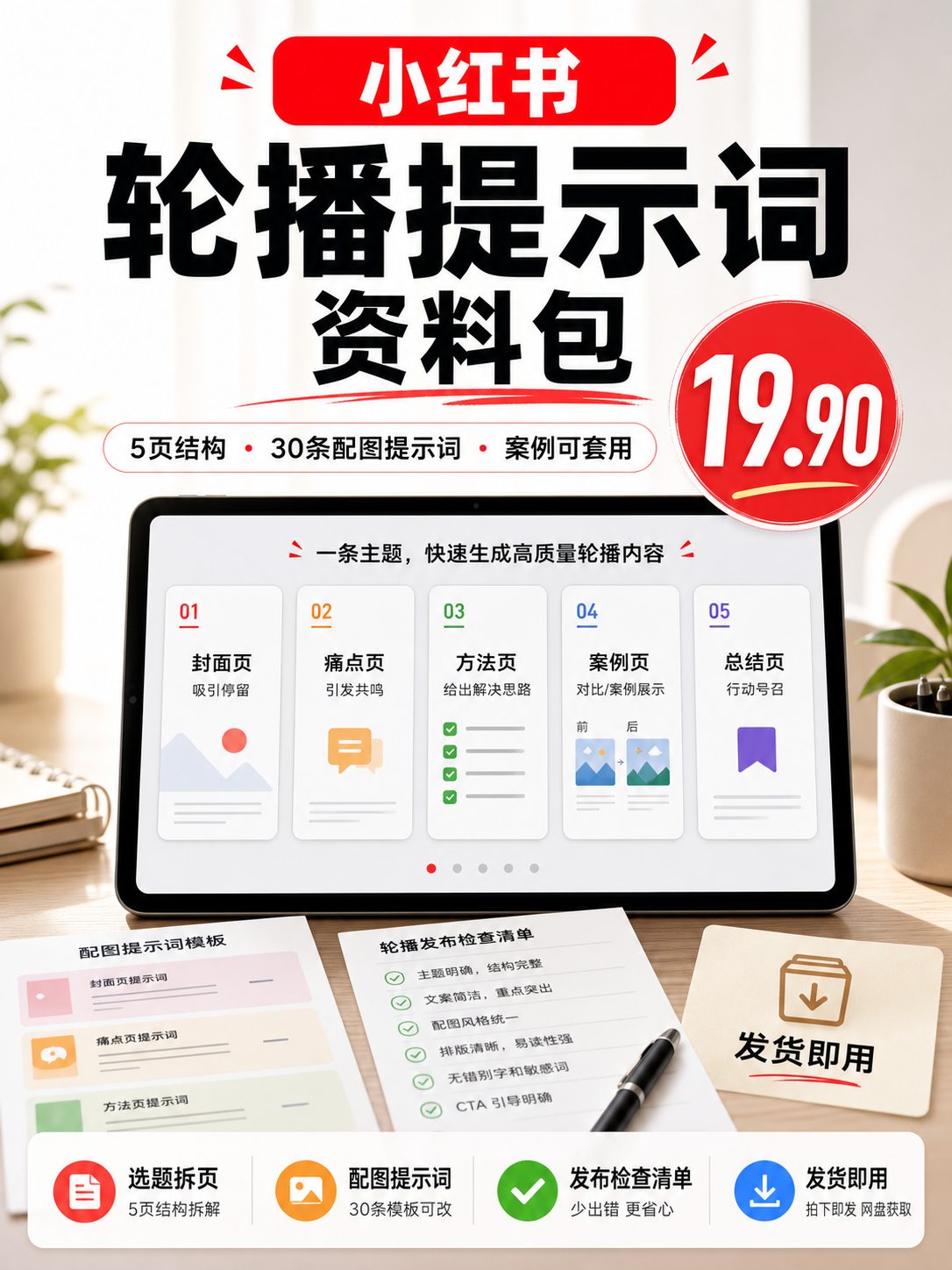 小红书轮播提示词资料包封面