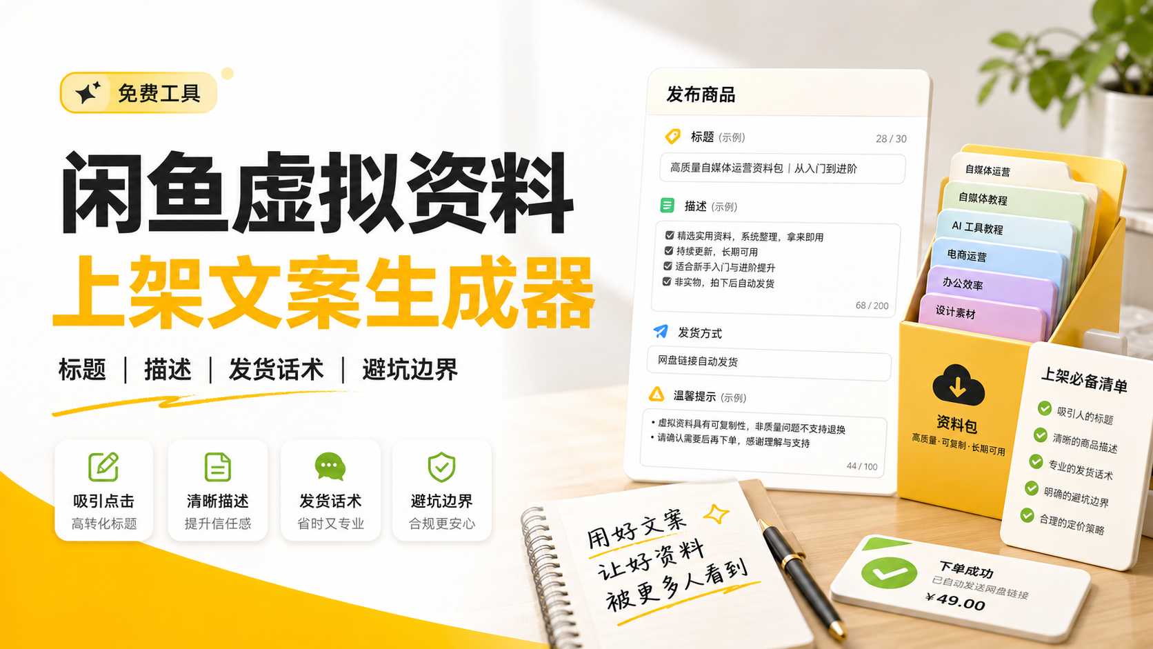 闲鱼虚拟资料上架文案生成器封面
